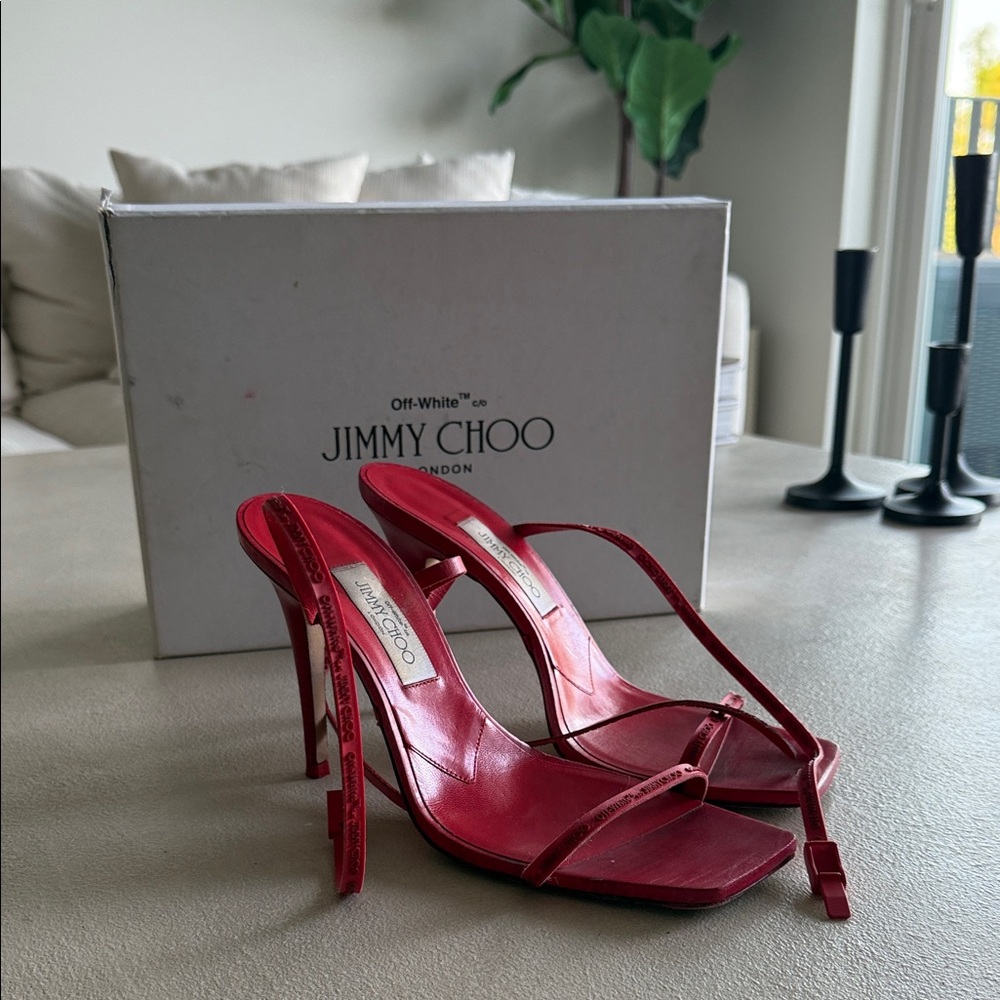 Jimmy Choo Red and White Strappy Heels Sale all together 2 pair of shoes - Picture 5 of 7